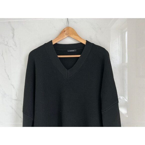 NATORI Knitted Cotton V-Neck Sweater Tunic Knitted Textured Black Size XLarge - Picture 4 of 10
